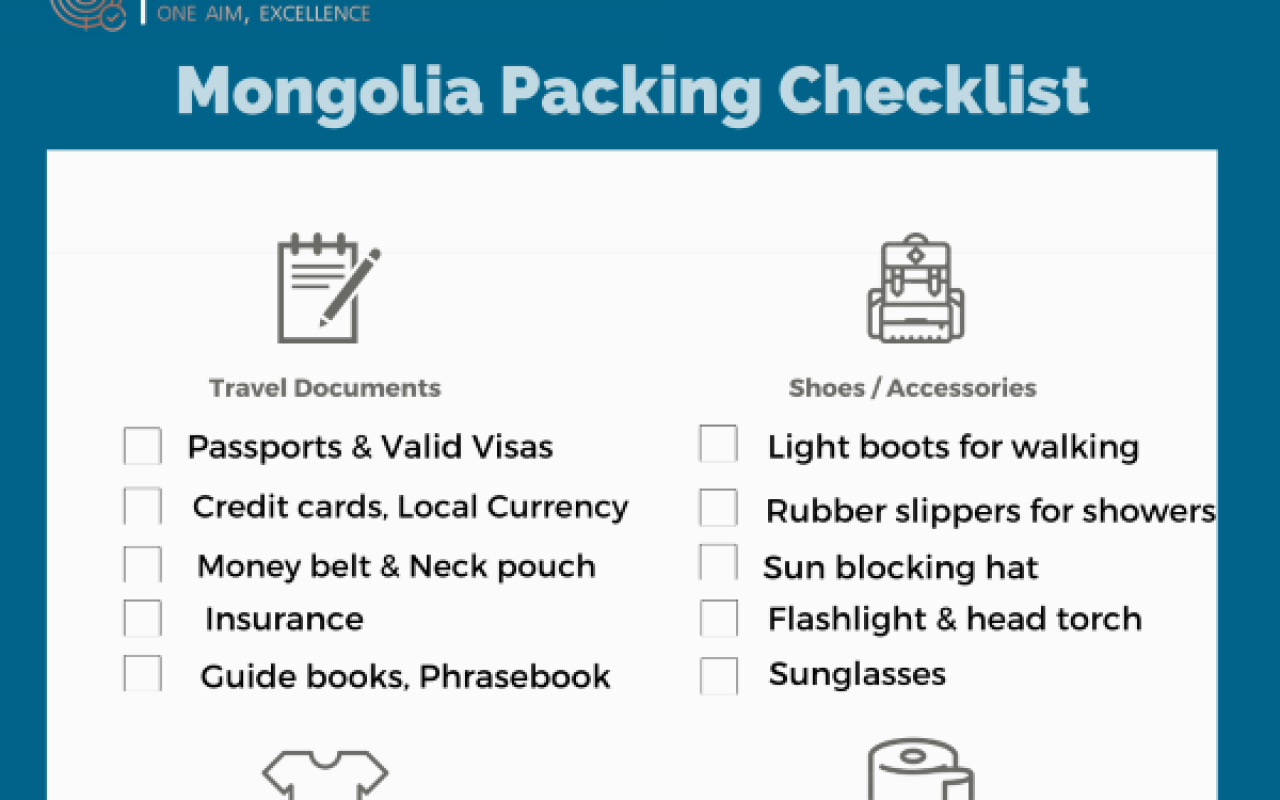 Travel checklist for Mongolia tour