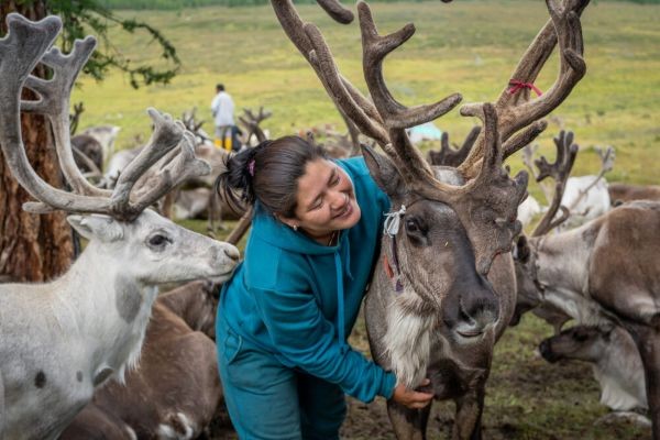 Riding reindeer, Northern Mongolia tours mongolia